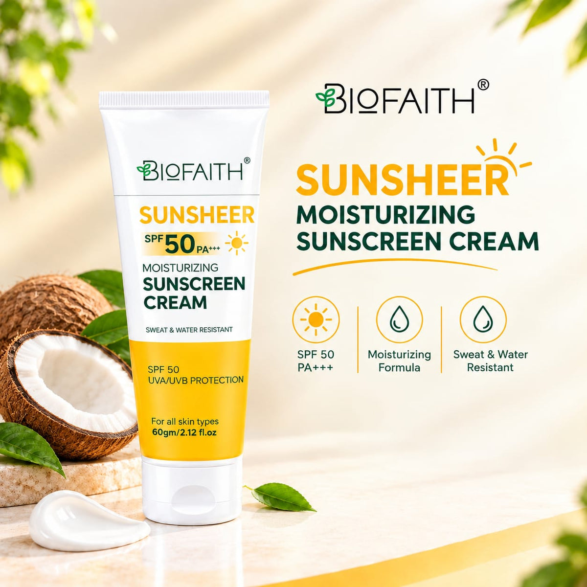 Sunsheer Sunscreen Cream SPF 50 - 60g