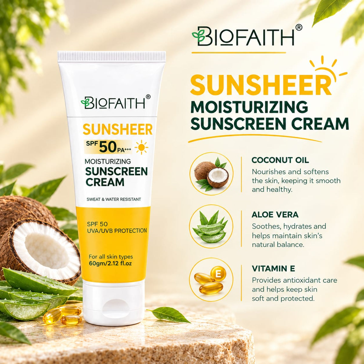 Sunsheer Sunscreen Cream SPF 50 - 60g