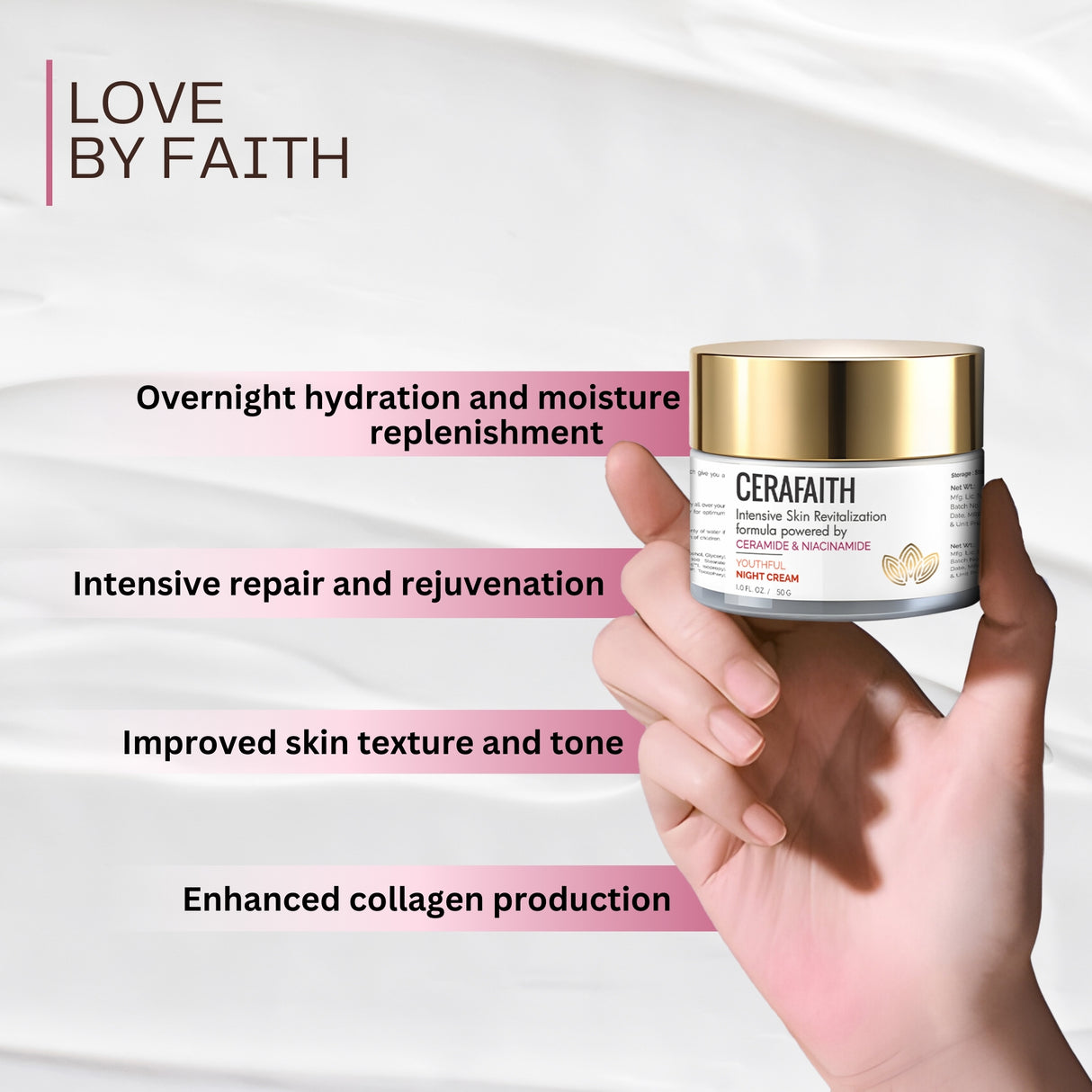 Cerafaith Night Cream | Enriched with Ceramide and Niacinamide | Long- Lasting Moisture | Reducing Dark Spots