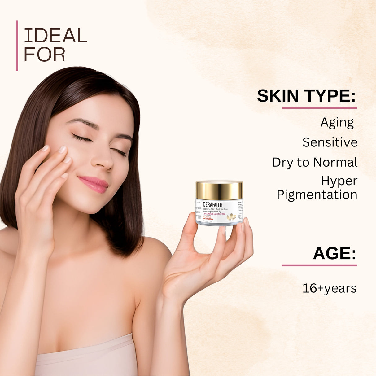 Cerafaith Night Cream | Enriched with Ceramide and Niacinamide | Long- Lasting Moisture | Reducing Dark Spots