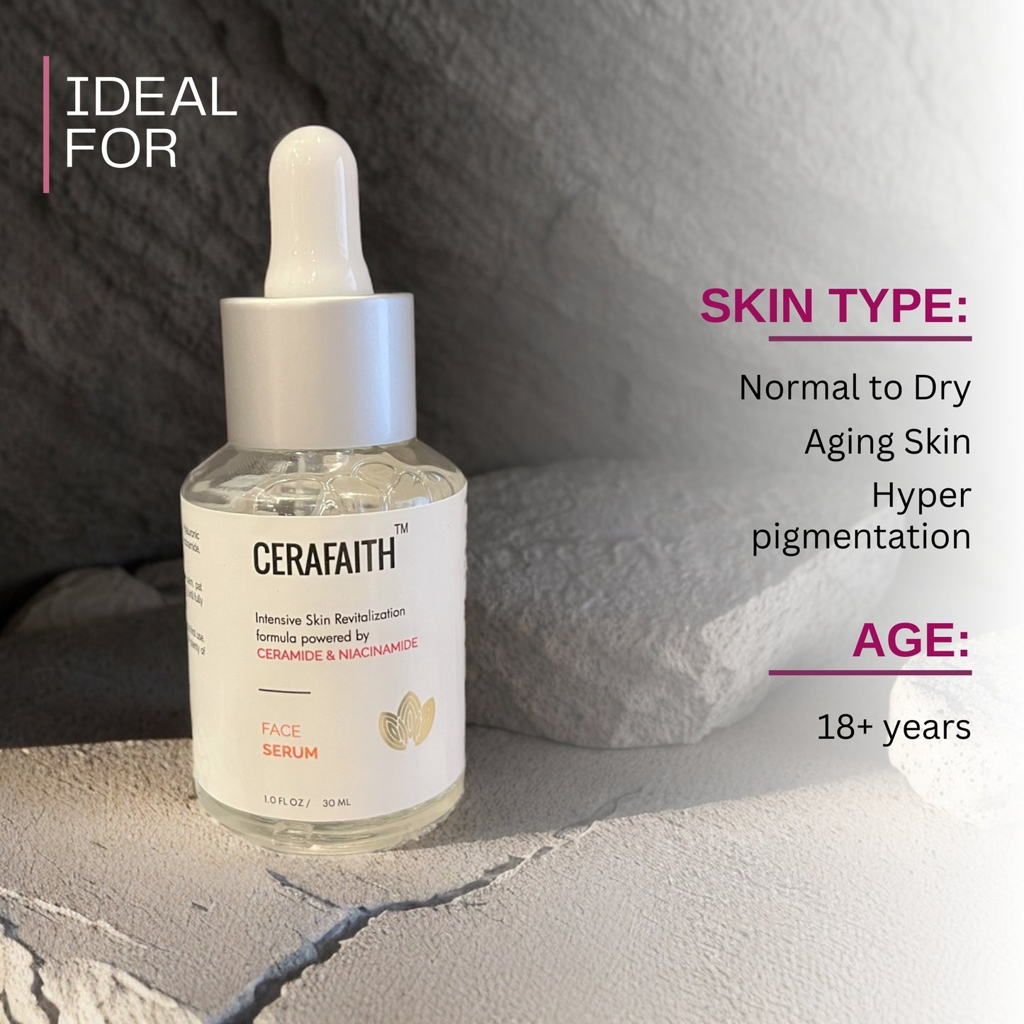 Cerafaith Face Serum | Intensive Skin Revitalization Formula Powered By Ceramide & Niacinamide | 30 ml