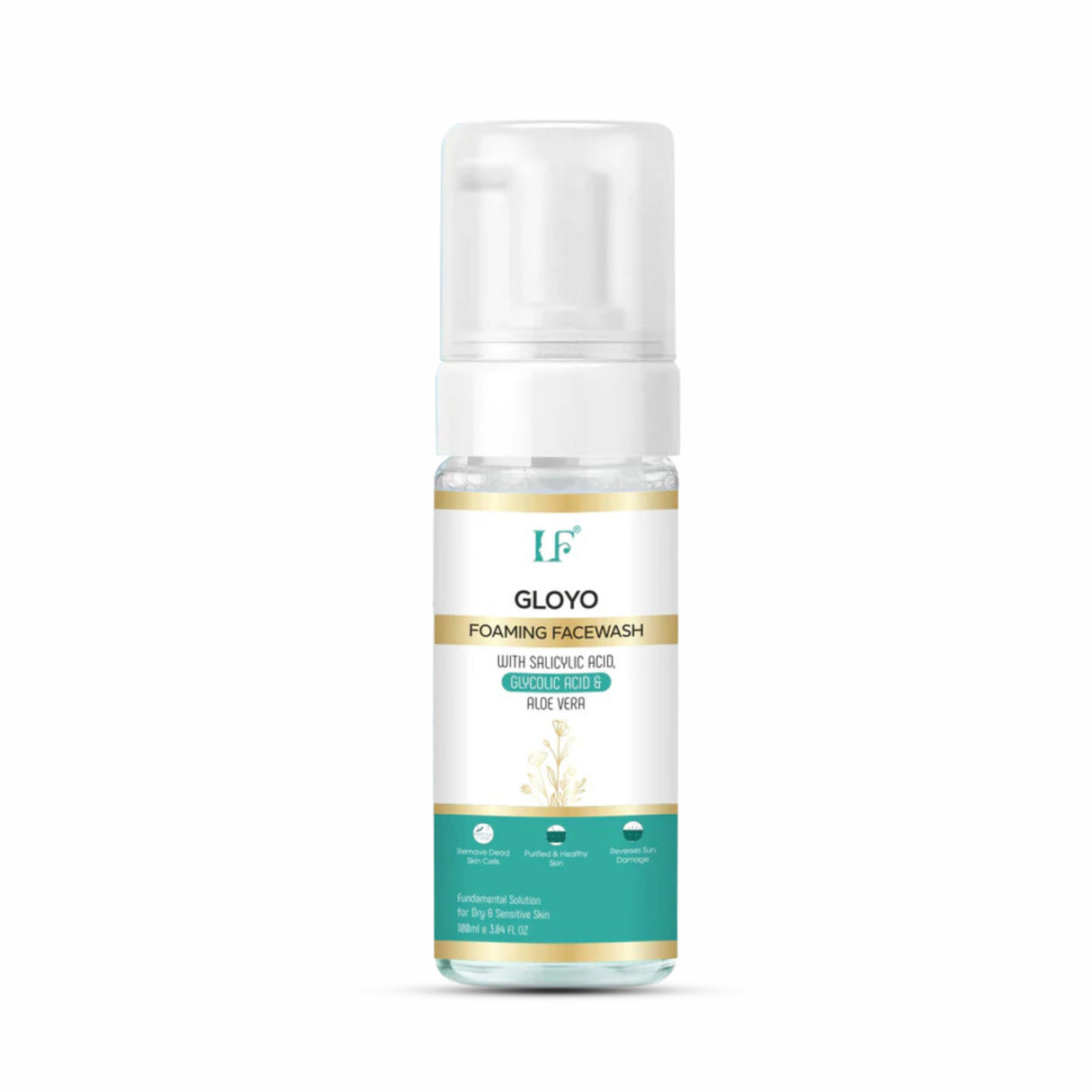 Gloyo Foaming Face Wash With Salicylic, Glycolic Acid & Aloevera | Fundamental Solution for Dry & Sensitive Skin - 100ml