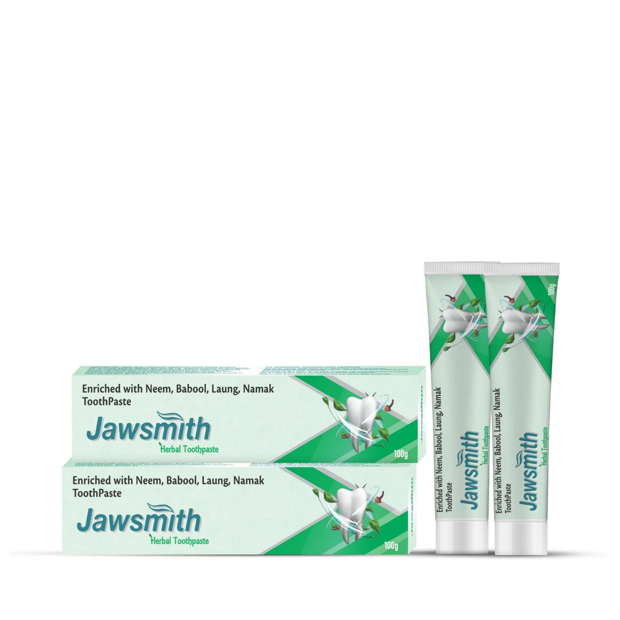 Jawsmith Herbal Toothpaste Natural Formula - Enriched with Neem, Babool, Laung, Namak Toothpaste 100g (Pack of 2)