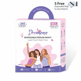 Dreamease Period Panty for Girls & Women, Pack of 5 Sanitary Napkins with 5 free disposal bags (M/L)