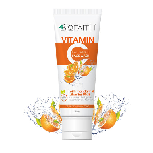 BioFaith Vitamin C Face Wash | With Mandarin & Vitamins B5, E | Brightens Skin Tone | 70 ml