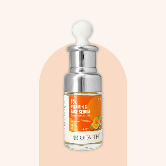 Biofaith 15% Vitamin C face serum With Mushroom Extract  | Brightens & Even Skin Tone | Antioxidant Protection  | 30ML