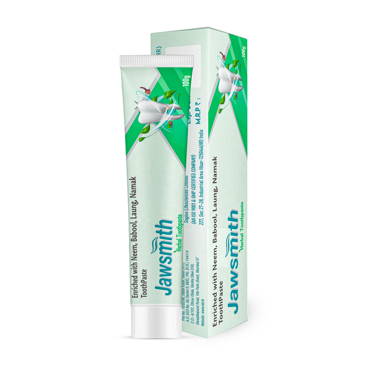 Jawsmith Herbal Toothpaste Natural Formula - Enriched with Neem, Babool, Laung, Namak Toothpaste 100g (Pack of 2)