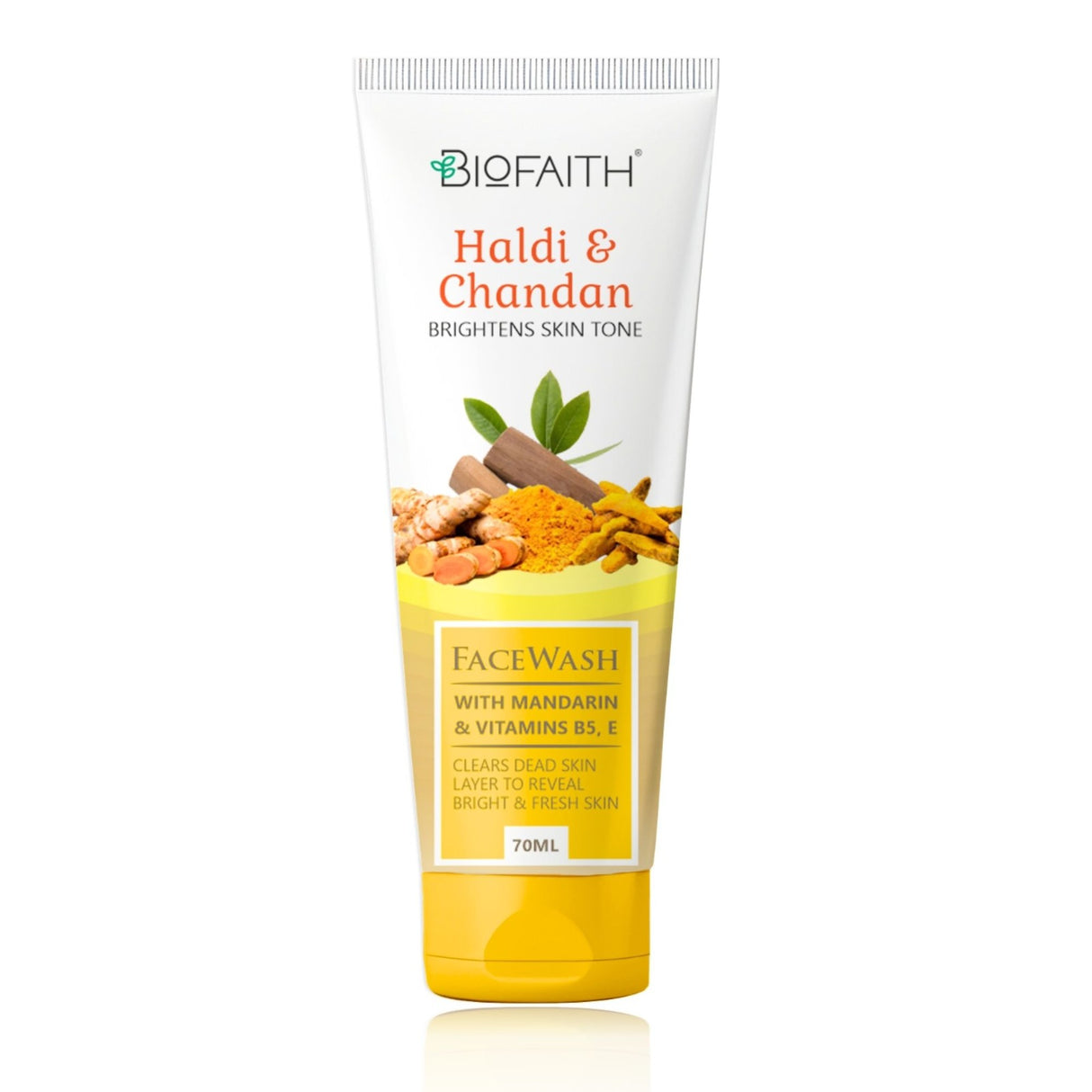 Biofaith Haldi Chandan Face Wash For Bright Skin Tone | Clears Dead Skin Layer To Reveal Bright & Fresh Skin | 70 ml