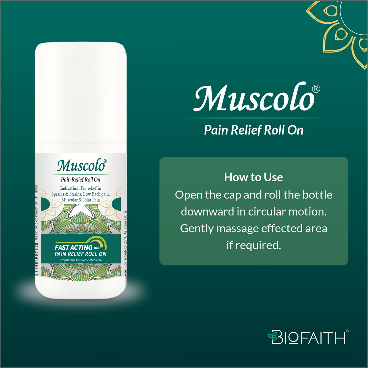 Muscolo Roll On - Fast Acting Pain Relief Roll On | Pack of 2 | 50G