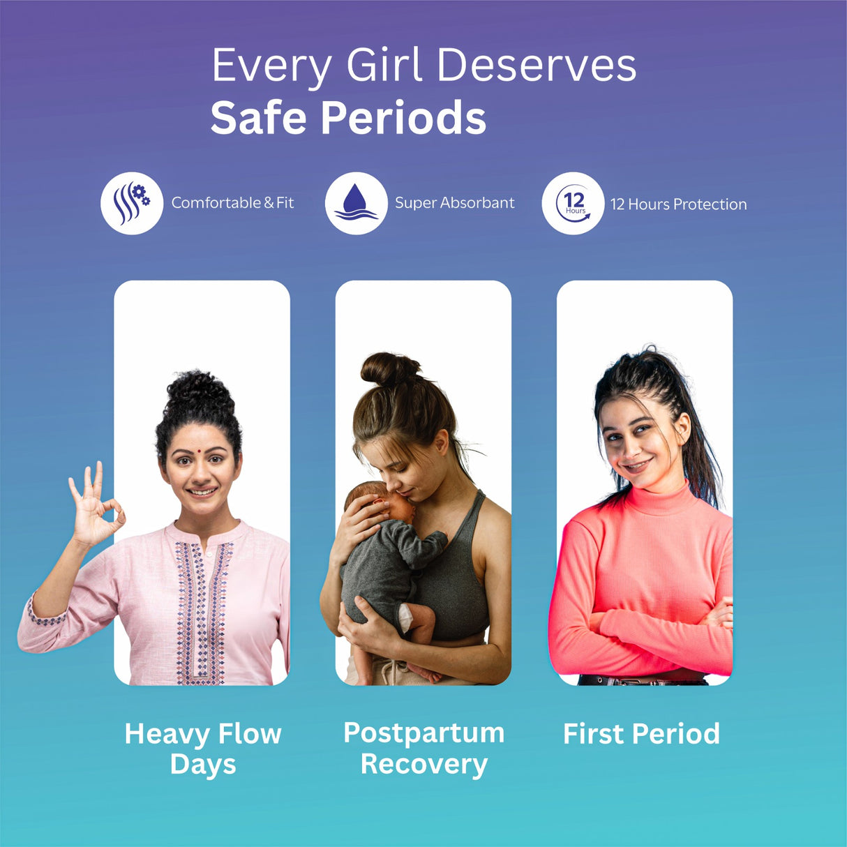 Dreamease Period Panty for Girls & Women, Pack of 5 Sanitary Napkins with 5 free disposal bags (M/L)