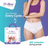 Dreamease Period Panty for Girls & Women, Pack of 5 Sanitary Napkins with 5 free disposal bags (L/XL)