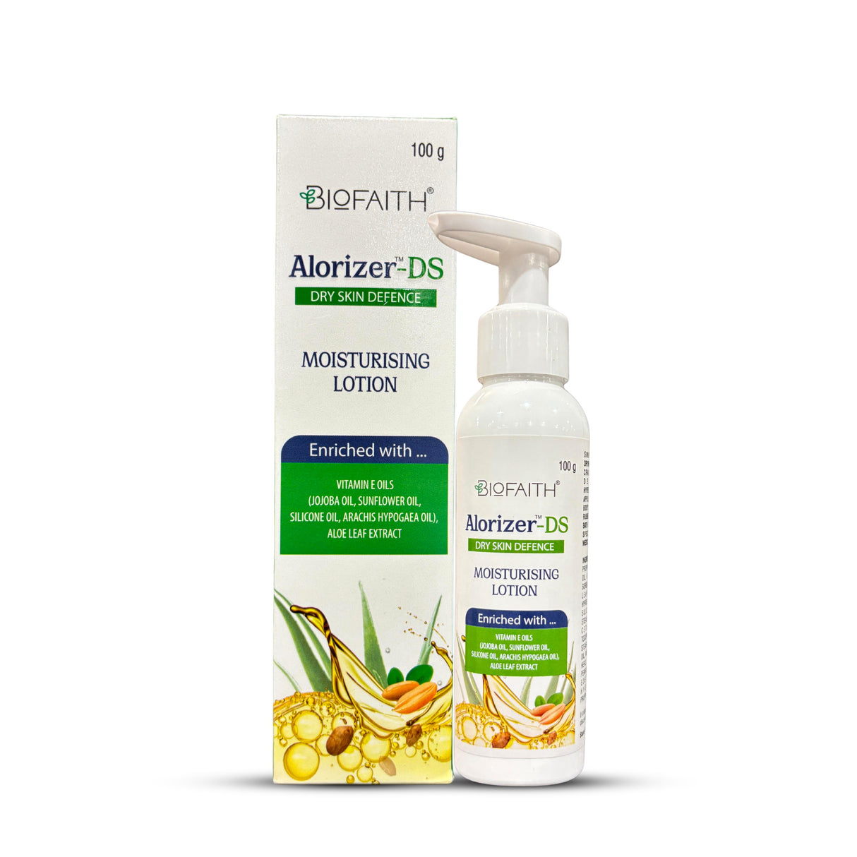Alorizer DS Moisturising Lotion for Dry Skin | Enriched with Vitamin E, Jojoba Oil, Sunflower Oil, Aloe Vera & Arachis Oil | Daily Hydration & Skin Softening | 100g