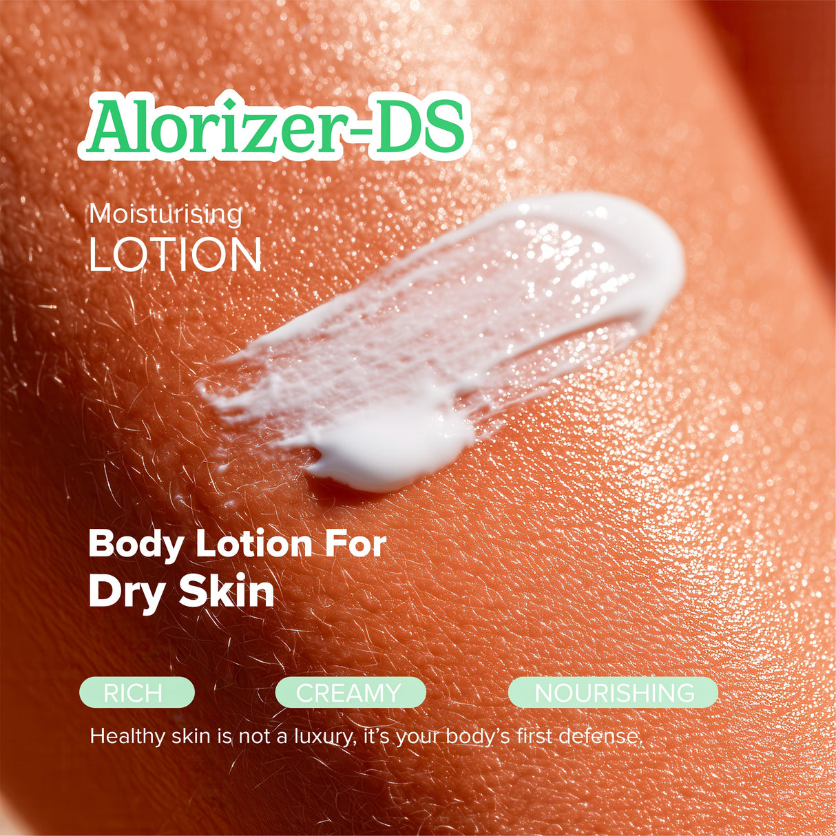Alorizer DS Moisturising Lotion for Dry Skin | Enriched with Vitamin E, Jojoba Oil, Sunflower Oil, Aloe Vera & Arachis Oil | Daily Hydration & Skin Softening | 100g