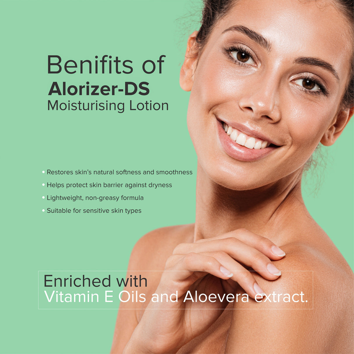 Alorizer DS Moisturising Lotion for Dry Skin | Enriched with Vitamin E, Jojoba Oil, Sunflower Oil, Aloe Vera & Arachis Oil | Daily Hydration & Skin Softening | 100g