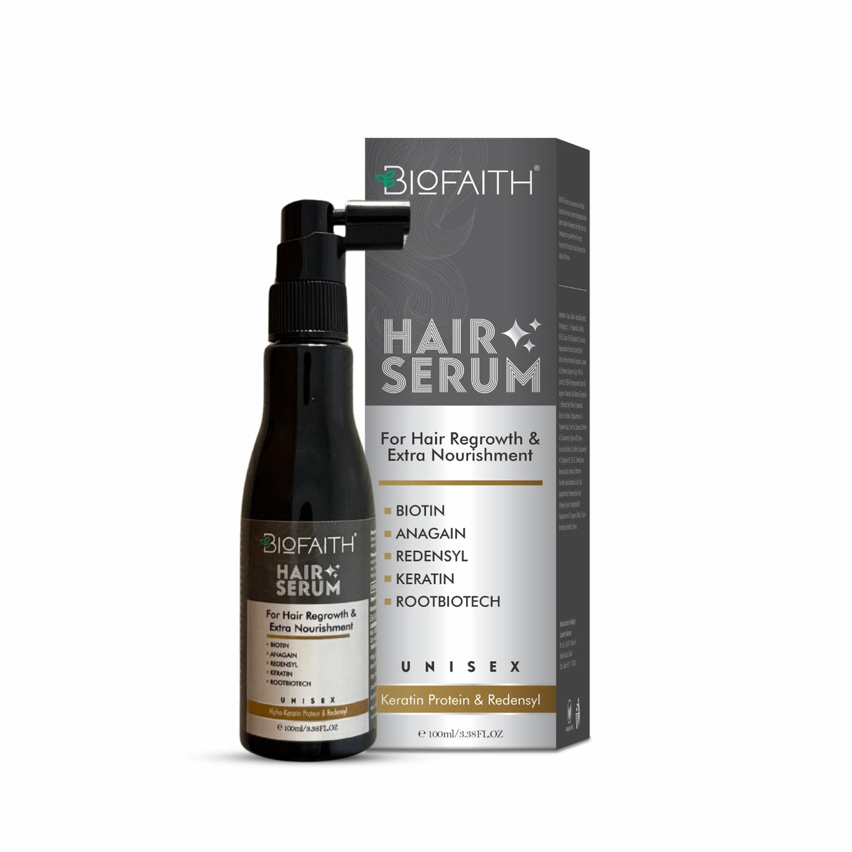 Biofaith Hair Serum | Anagain, Keratin Protein & Redensyl |  Hair Regrowth & Extra Nourishment | 100 ML