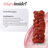 PMS Gummies wellness information with strawberry gummy bears