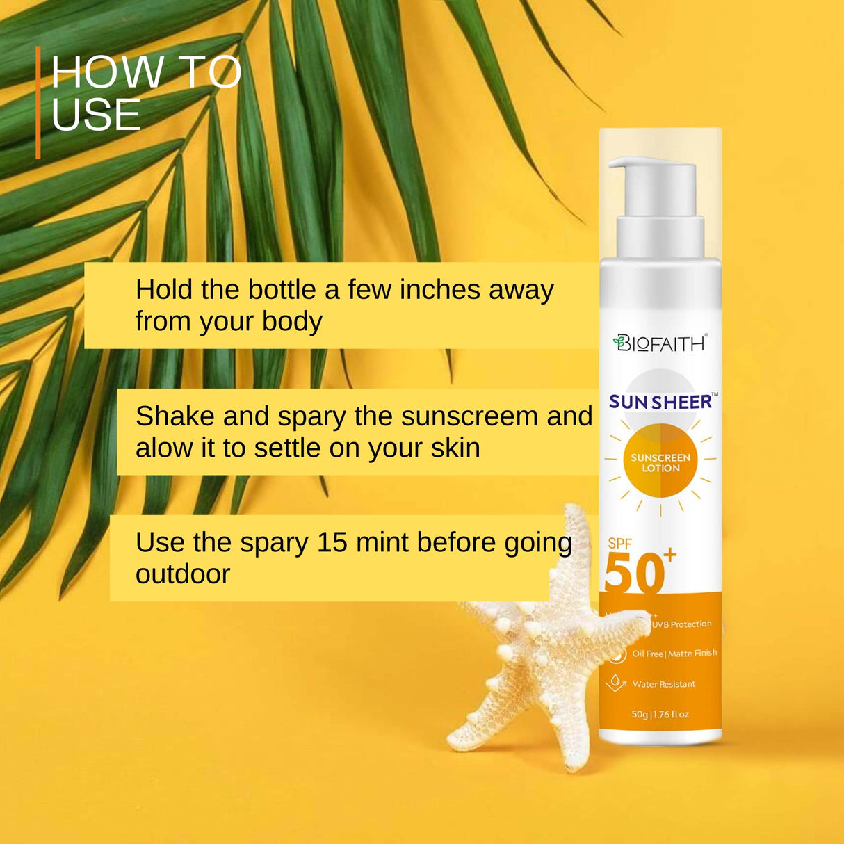 Biofaith Sunsheer - Best Sunscreen Lotion For All Skin Types SPF-50 (50G)