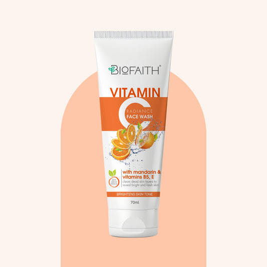 BioFaith Vitamin C Face Wash | With Mandarin & Vitamins B5, E | Brightens Skin Tone | 70 ml